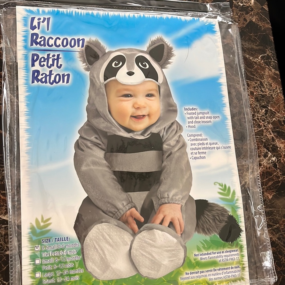 Lil Raccoon 0-6month infant costume